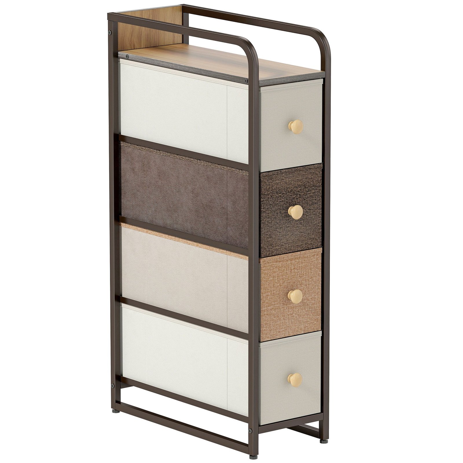 Siaura komoda su 4 audinio stalčiais