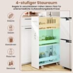 Siauras 4 aukštų vežimėlis su integruota įkrovimo stotele (Balta) – Paveikslėlis 4