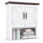 Sieninė spintelė su reguliuojama lentyna ir atviru skyriumi (Balta)