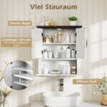 Sieninė spintelė su reguliuojama lentyna ir atviru skyriumi (Balta) – Paveikslėlis 3