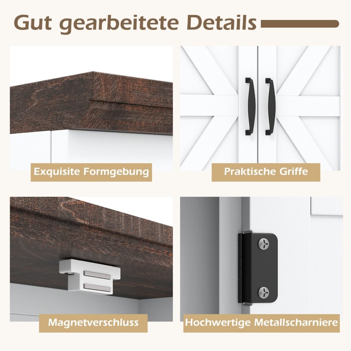 Sieninė spintelė su reguliuojama lentyna ir atviru skyriumi (Balta) – Paveikslėlis 5