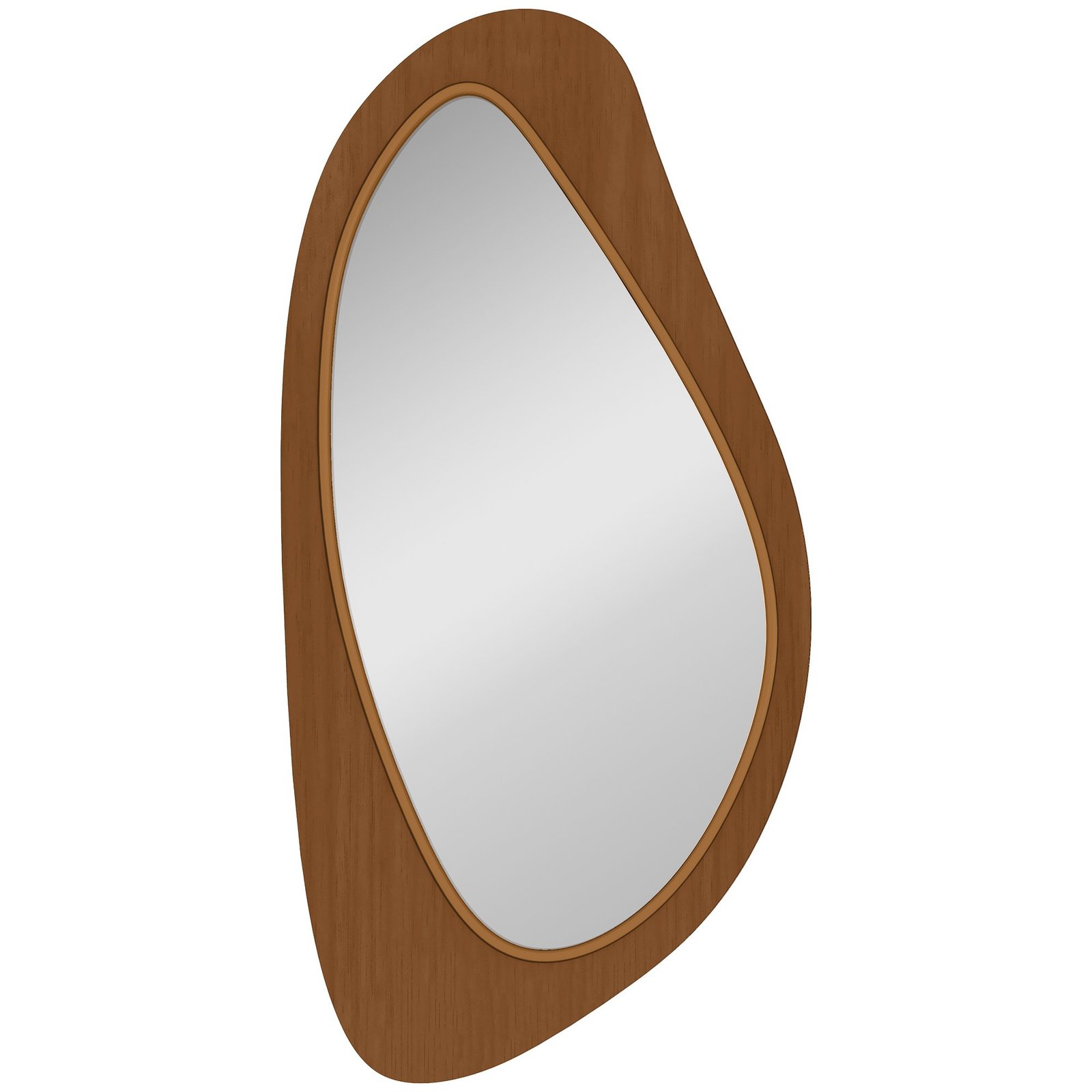 Sieninis veidrodis su asimetrišku dizainu ir pušies lukšto rėmu