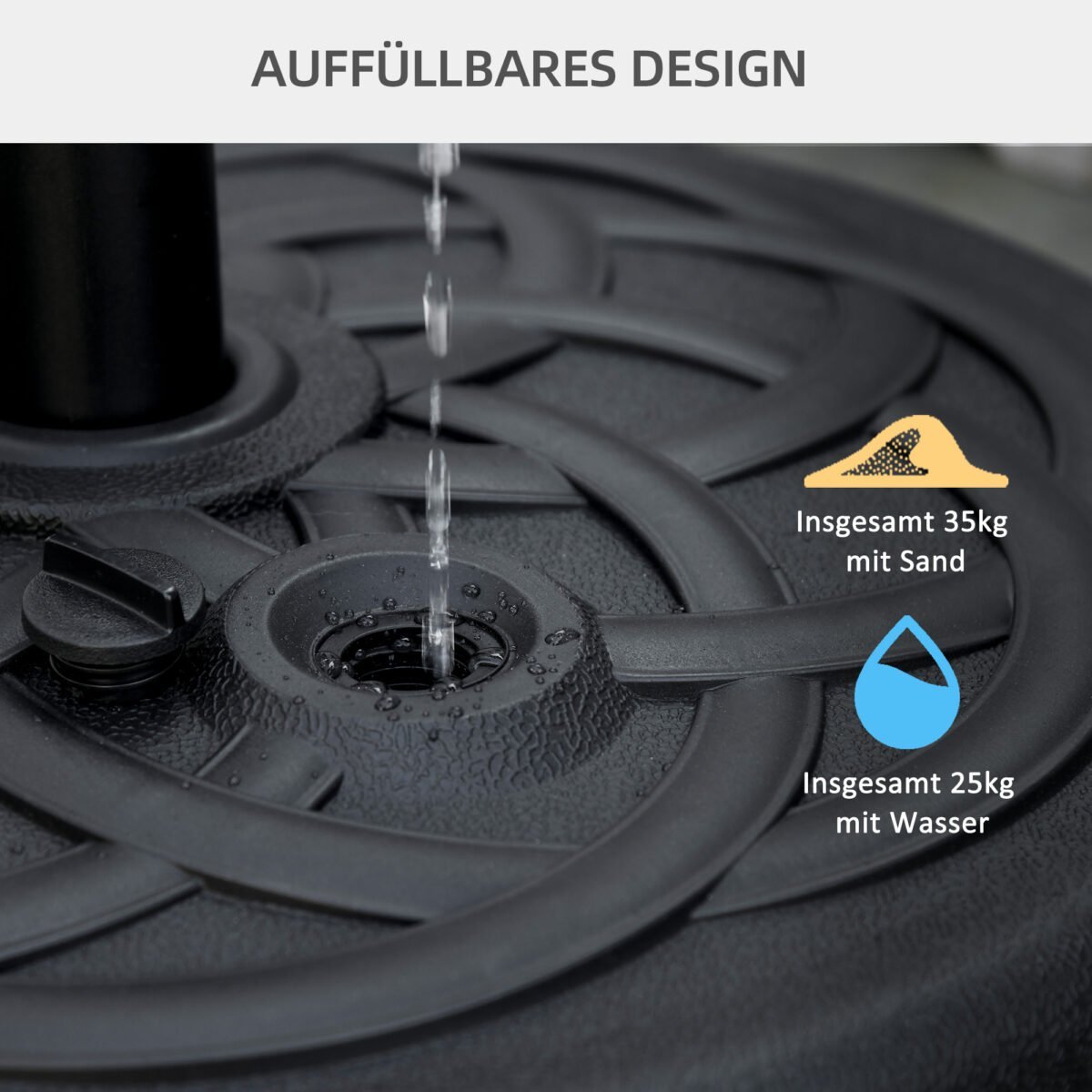 Skėčio stovas, pildomas vandeniu ar smėliu svoriui – Paveikslėlis 5