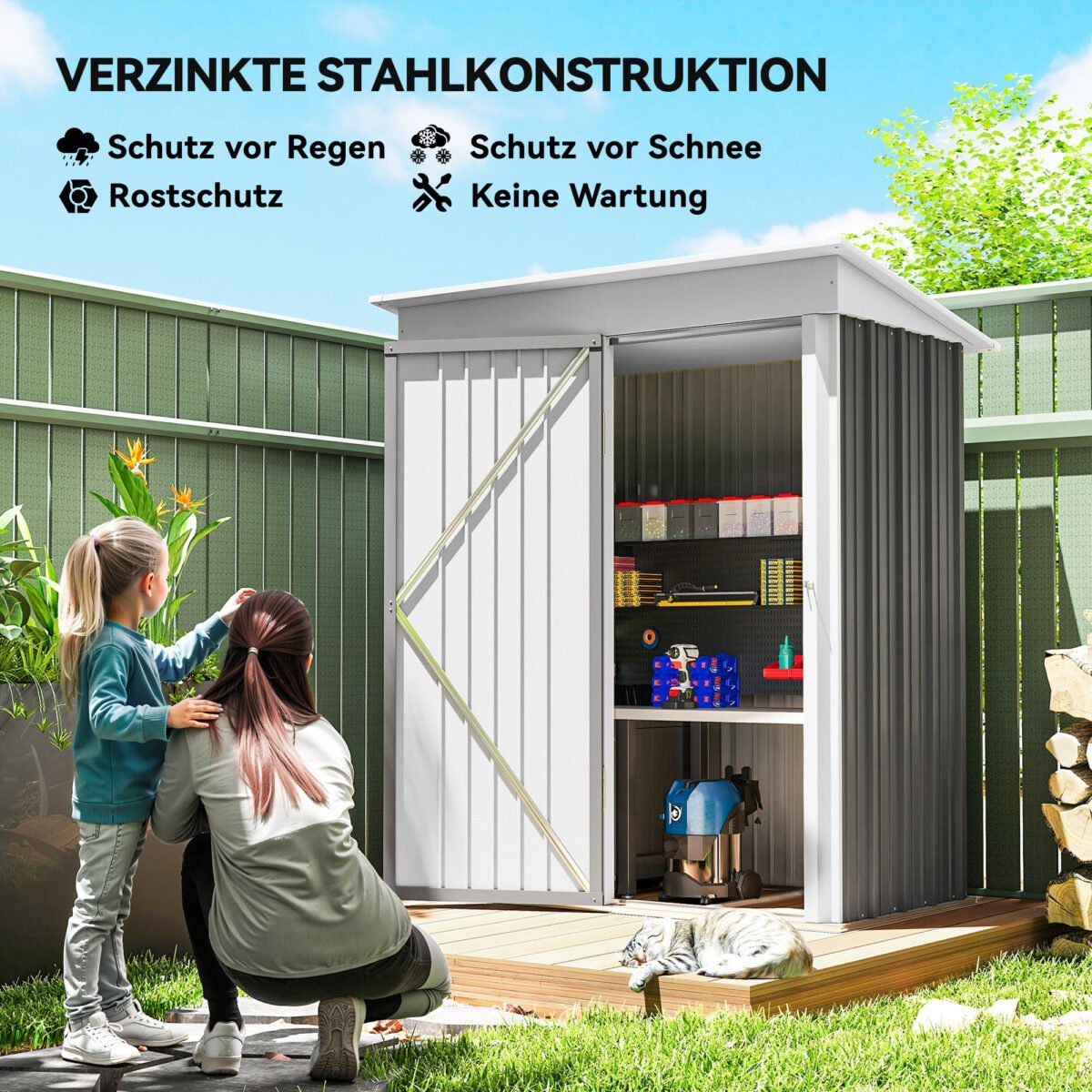 Sodo įrankių namelis iš cinkuoto plieno su reguliuojamomis lentynomis – Paveikslėlis 4