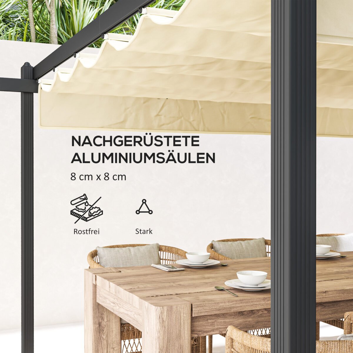 Sodo pergola su slankiojamu stogu ir aliuminio rėmu – Paveikslėlis 5