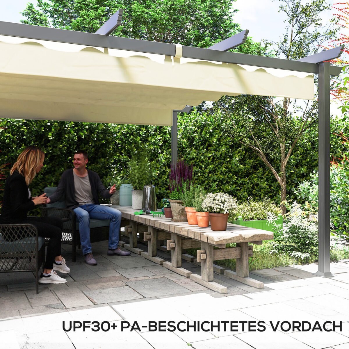 Sodo pergola su slankiojamu stogu ir aliuminio rėmu – Paveikslėlis 6