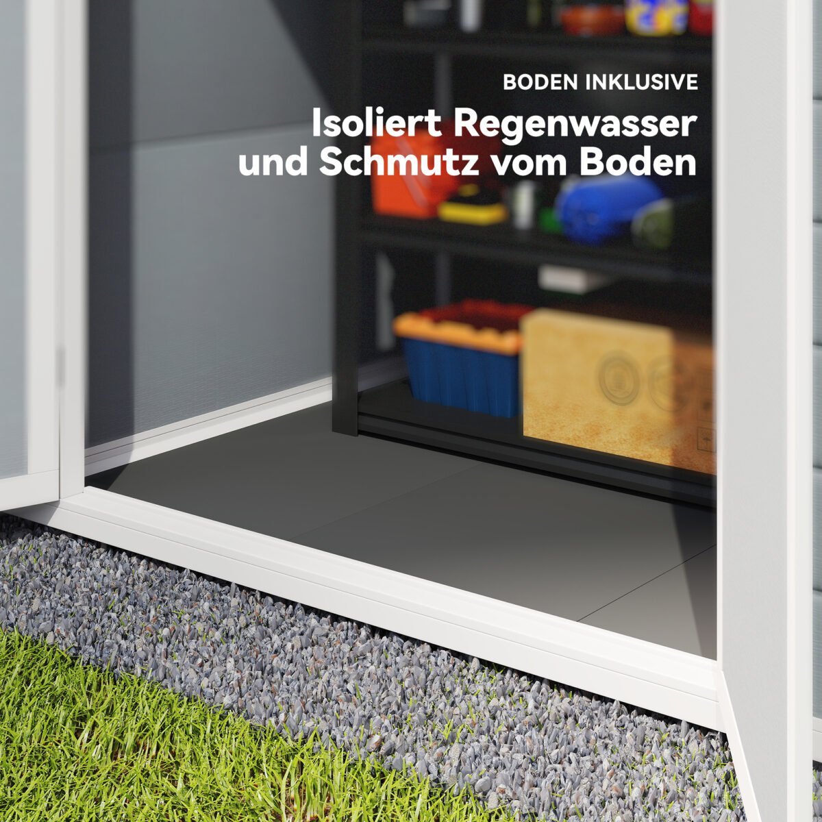 Sodo sandėliukas su aliuminio rėmu, rakinamomis dvigubomis durimis ir langais – Paveikslėlis 6