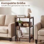 Šoninis staliukas su įkrovimo stotele ir 3 lentynomis (Kaimiška ruda) – Paveikslėlis 4