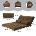 Sulankstoma grindų sofa-lova su 6 padėčių reguliuojamu atlošu (Ruda)