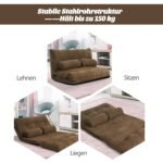 Sulankstoma grindų sofa-lova su 6 padėčių reguliuojamu atlošu (Ruda)