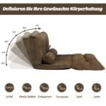 Sulankstoma grindų sofa-lova su 6 padėčių reguliuojamu atlošu (Ruda)