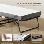 Sulankstoma lova 80x200 cm su 10 cm putų čiužiniu ir ratukais