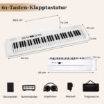 Sulankstomas 61 klavišų elektroninis pianinas (Balta) – Paveikslėlis 2