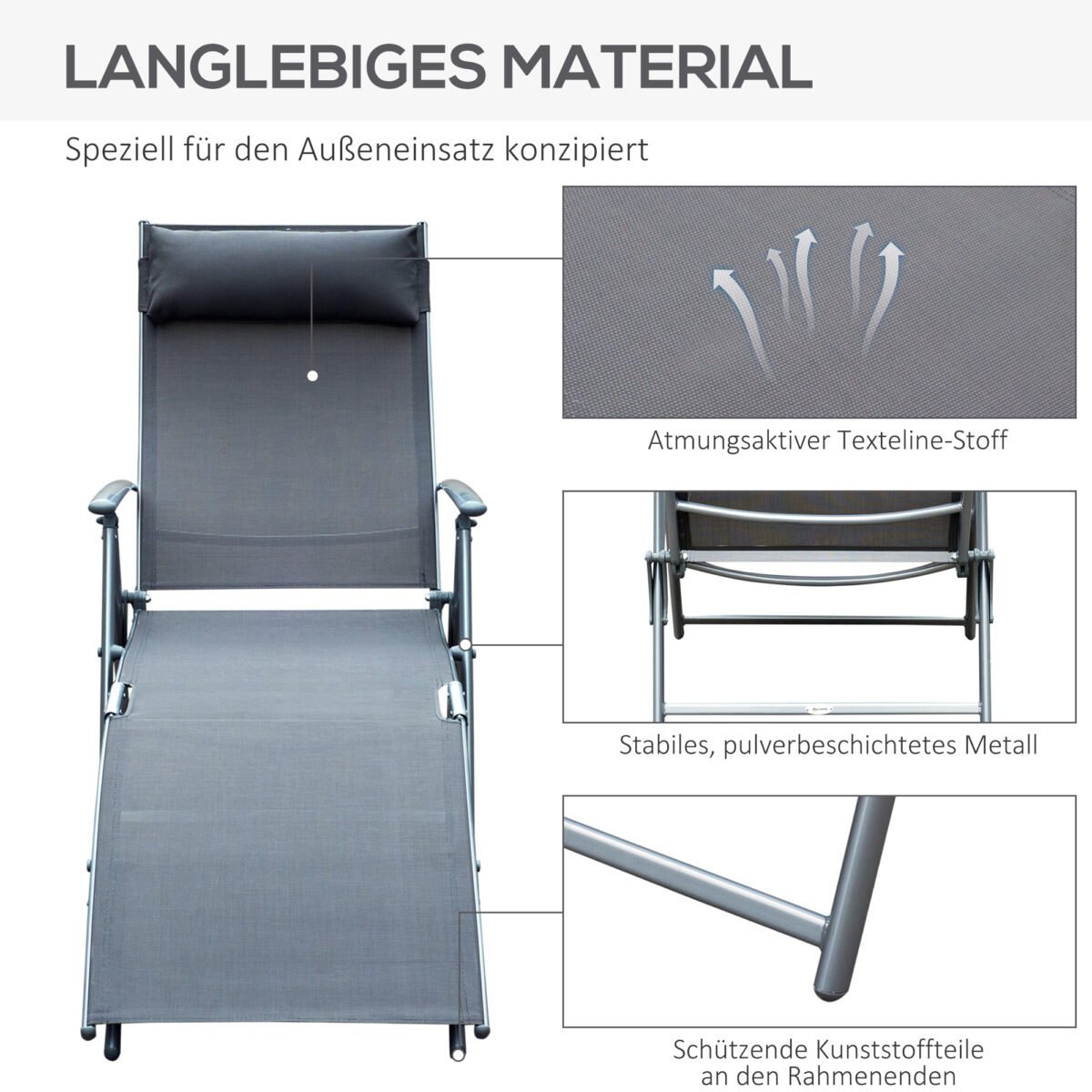 Sulankstomas gultas su 7 padėčių reguliuojamu atlošu ir pagalvėle – Paveikslėlis 7