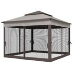 Sulankstomas paviljonas su šoninėmis sienelėmis ir integruotu tinkleliu nuo vabzdžių 3