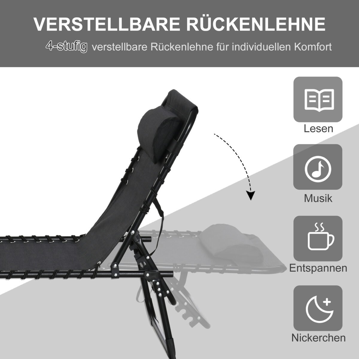 Sulankstomas reguliuojamas saulės gultas – Paveikslėlis 4