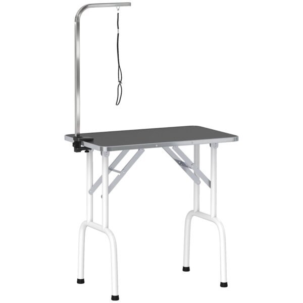 Sulankstomas šunų priežiūros stalas su reguliuojamu laikikliu ir pavadėliu