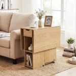 Sulankstomas valgomasis stalas su ratukais lentynomis ir stalčiumi (Natūrali) – Paveikslėlis 5