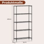 Sunkių apkrovų 5 aukštų metalinis reguliuojamas stelažas (Juoda) – Paveikslėlis 2