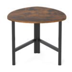 Trikampis kavos staliukas su metalinėmis kojomis (Rustikinė ruda)