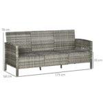 Trivietė rataninio stiliaus lauko poilsio sofa su pagalvėlėmis – Paveikslėlis 3