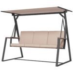 Trivietės sodo sūpynės su stogeliu