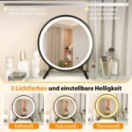 Tualetinis staliukas su LED apšvietimu ir nuimamu veidrodžiu (Balta) – Paveikslėlis 3