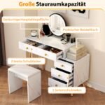 Tualetinis staliukas su LED apšvietimu ir nuimamu veidrodžiu (Balta) – Paveikslėlis 4