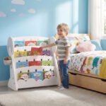Vaikiška 4 pakopų knygų ir žaislų lentyna su 2 laikymo dėžėmis (Balta) – Paveikslėlis 5
