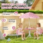 Vaikiškas 4 dalių sėdimasis komplektas su reguliuojamu skėčiu nuo saulės ir sulankstomais baldais – Paveikslėlis 4