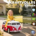 Vaikiškas elektromobilis VW T1, 12V, su dvigubu varikliu ir švelniu startu