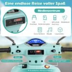 Vaikiškas licencijuotas elektrinis motociklas VESPA su atraminiais ratais (Žalia)