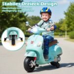 Vaikiškas licencijuotas elektrinis motociklas VESPA su atraminiais ratais (Žalia)