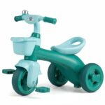Vaikiškas triratis su ribotu vairo pasukimo kampu ir ergonomiška sėdyne (Žalia)