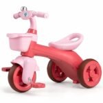 Vaikiškas triratukas su ribotu vairavimo kampu ir ergonomiška sėdyne (Rožinė)