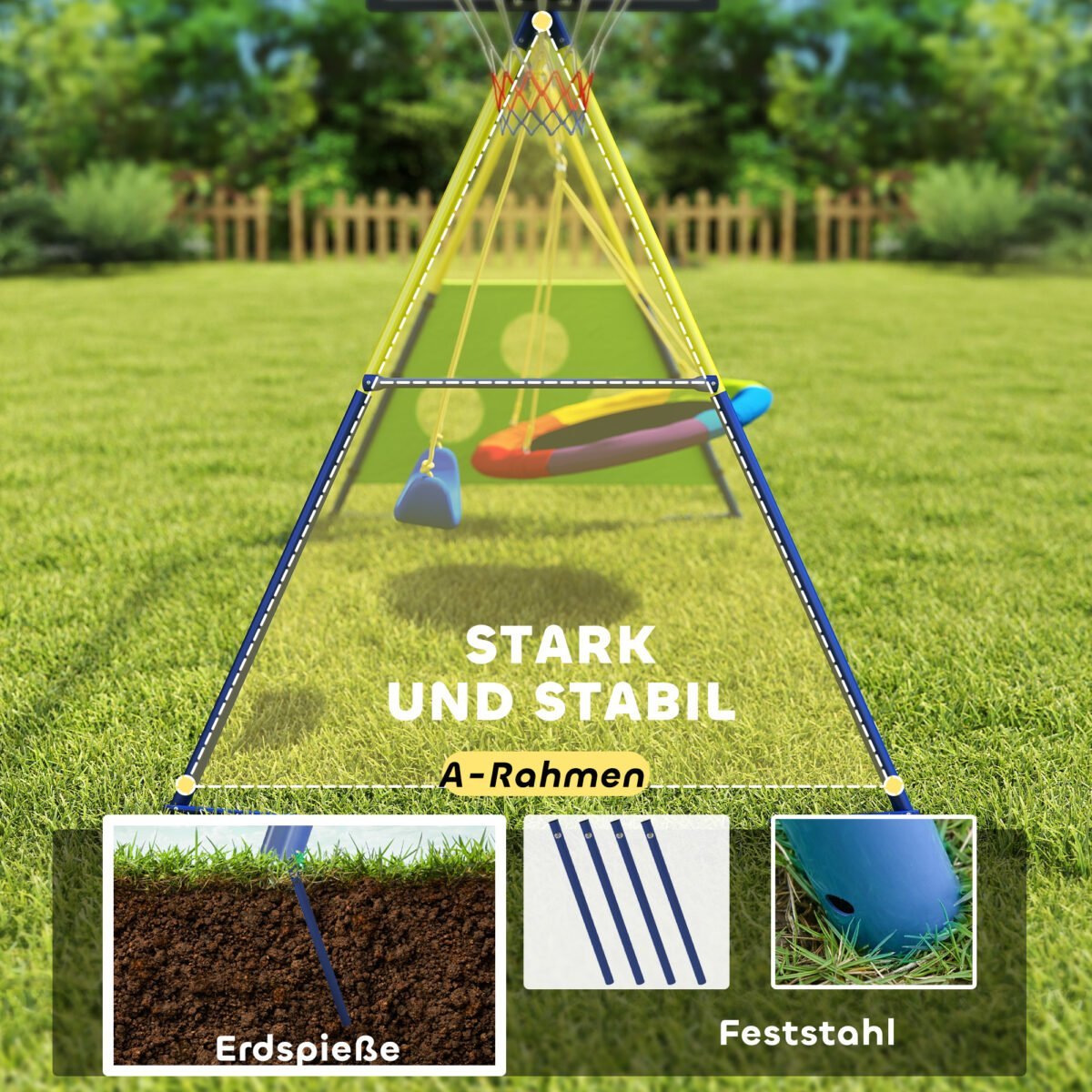 Vaikų 4 viename sūpynių rinkinys iki 150 kg – Paveikslėlis 5