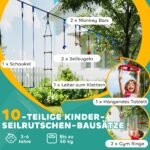 Vaikų Ninja Slackline Rinkinys su 6 lyno veiklos priedais iki 50 kg