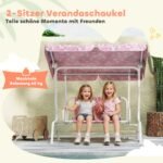 Vaikų dvivietės lauko supynės su reguliuojamu stogeliu ir saugos diržais – Paveikslėlis 5