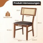 Valgomojo kėdės su paminkštinta sėdyne ir pintu rotango atlošu 2 vnt. (Ruda) – Paveikslėlis 2