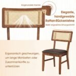 Valgomojo kėdės su paminkštinta sėdyne ir pintu rotango atlošu 2 vnt. (Ruda) – Paveikslėlis 3