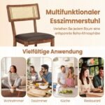 Valgomojo kėdės su paminkštinta sėdyne ir pintu rotango atlošu 2 vnt. (Ruda) – Paveikslėlis 5