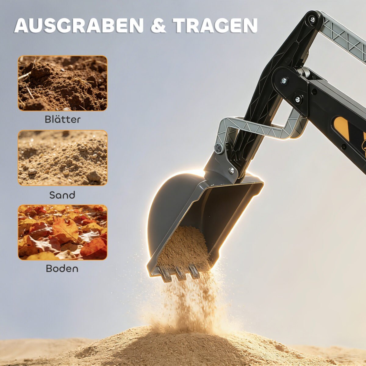 Važiuojamas ekskavatorius su besisukančiu korpusu ir reguliuojama nugaros atrama vaikams – Paveikslėlis 5