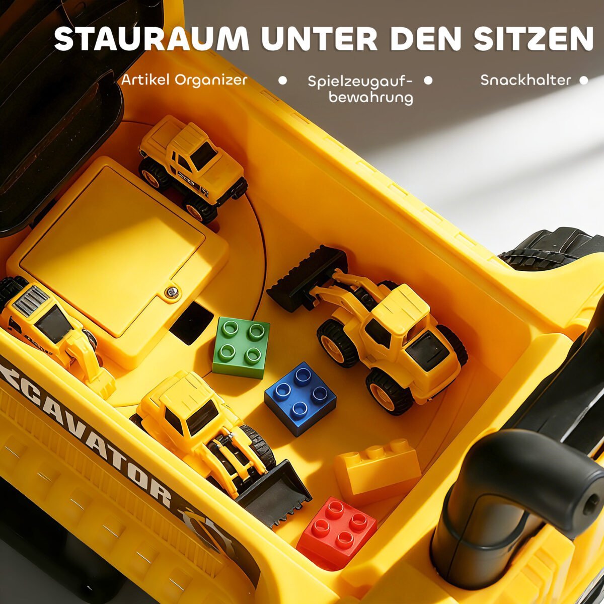 Važiuojamas ekskavatorius su besisukančiu korpusu ir reguliuojama nugaros atrama vaikams – Paveikslėlis 7