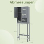 Vietą taupanti spintelė virš tualeto su durelėmis ir reguliuojama lentyna (Pilka) – Paveikslėlis 2