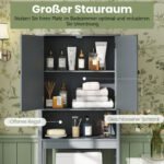 Vietą taupanti spintelė virš tualeto su durelėmis ir reguliuojama lentyna (Pilka) – Paveikslėlis 3