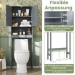 Vietą taupanti spintelė virš tualeto su durelėmis ir reguliuojama lentyna (Pilka) – Paveikslėlis 5