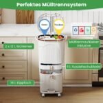 Virtuvinė šiukšliadėžė su 3 skyriais ir rūšiavimo sistema (Balta) – Paveikslėlis 5