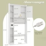 WC spintelė su reguliuojamu aukščiu ir LED apšvietimu (Balta) – Paveikslėlis 2
