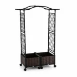 Aukštas gėlių lovelis su grotelėmis ir kabančiu stogeliu (Ruda)