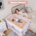 Daugiafunkcė 4-in-1 kelioninė lovytė su nuimamu baldakimu (Rožinė) – Paveikslėlis 2